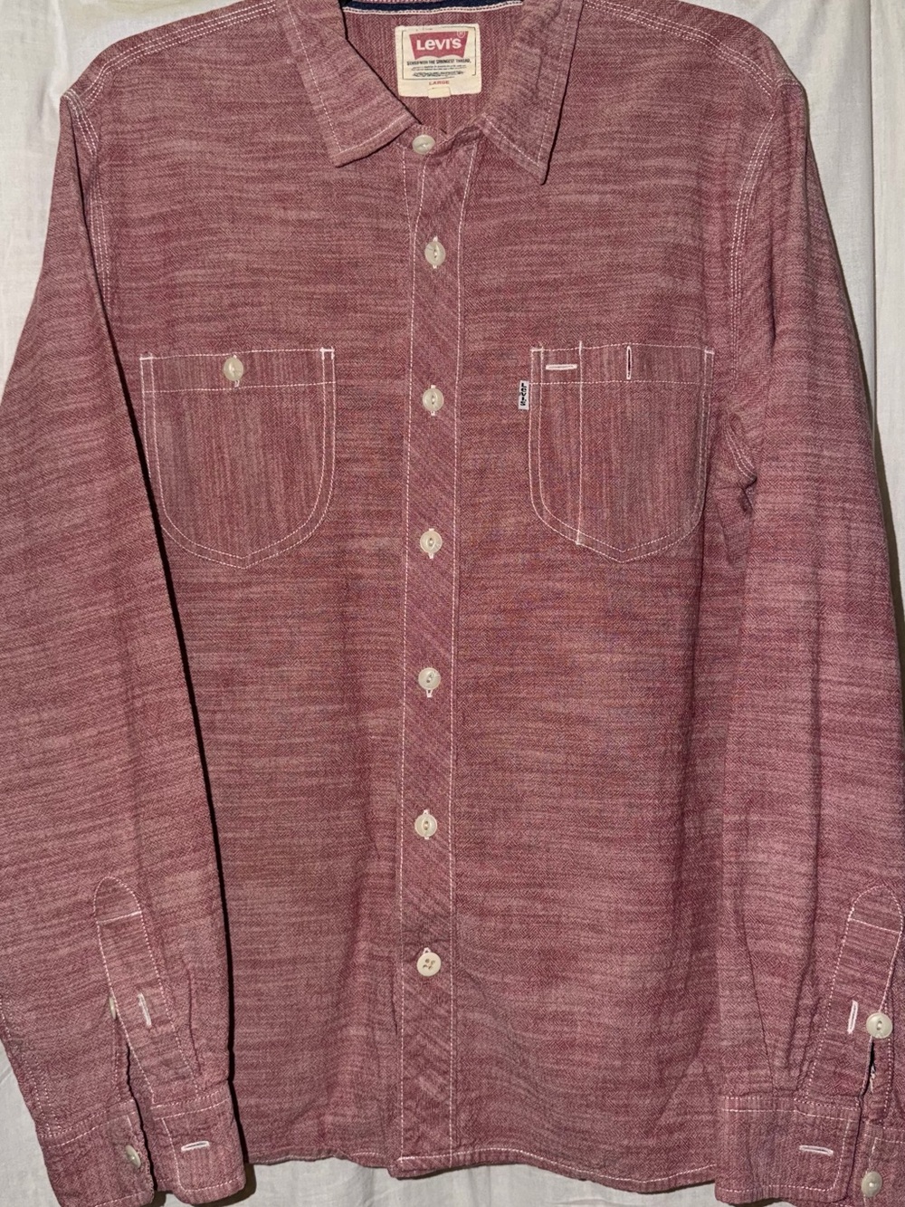 Levi's Men's Heathered Burgundy Button-Down Shirt